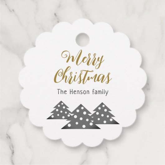 Kerstboom Moderne familiefeestdag Bedankjes Labels (Achterkant)