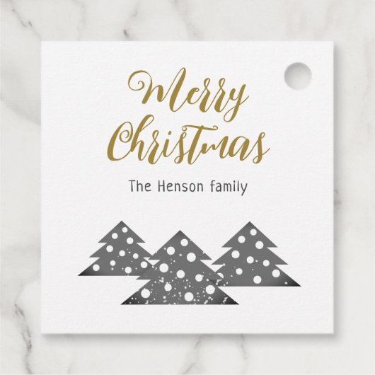 Kerstboom Moderne familiefeestdag Bedankjes Labels (Achterkant)