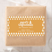 Kerstboom moderne feestdag eenvoudige mosterd etiket (Insitu)