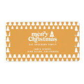 Kerstboom moderne feestdag eenvoudige mosterd etiket (Voorkant)