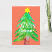 Kerstboom, moderne fungierkleurige kleuren feestdagen kaart (Voorkant)