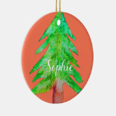 Kerstboom, moderne fungierkleurige kleuren keramisch ornament (Rechts)