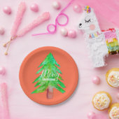 Kerstboom, moderne fungierkleurige kleuren papieren bordje (Feest)