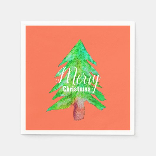 Kerstboom, moderne fungierkleurige kleuren servet (Voorkant)