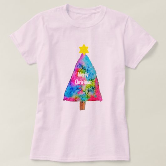 Kerstboom, moderne fungierkleurige kleuren t-shirt (Design voorkant)