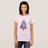 Kerstboom, moderne fungierkleurige kleuren t-shirt (Voorkant volledig)