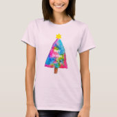 Kerstboom, moderne fungierkleurige kleuren t-shirt (Voorkant)