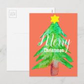 Kerstboom moderne funky kleuren feestdagenkaart (Voorkant / Achterkant)