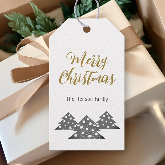 Kerstboom Moderne Minimale Familiefeestdag Cadeaulabel