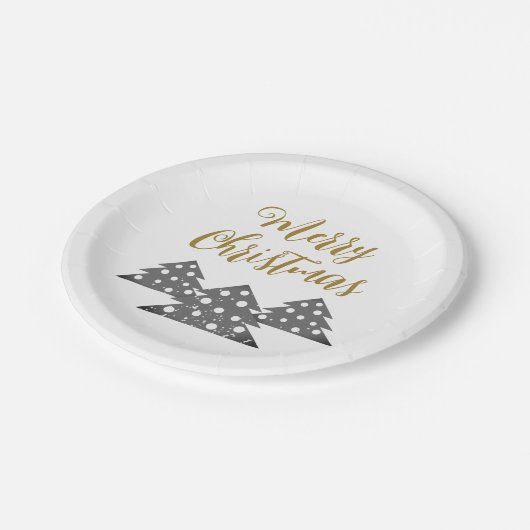 Kerstboom Moderne Minimale Familiefeestdag Papieren Bordje (Gekanteld)