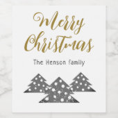 Kerstboom Moderne Minimale Familiefeestdag Wijn Etiket (Enkel label)