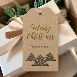Kerstboom Moderne minimalistische familie Kraft Cadeaulabel