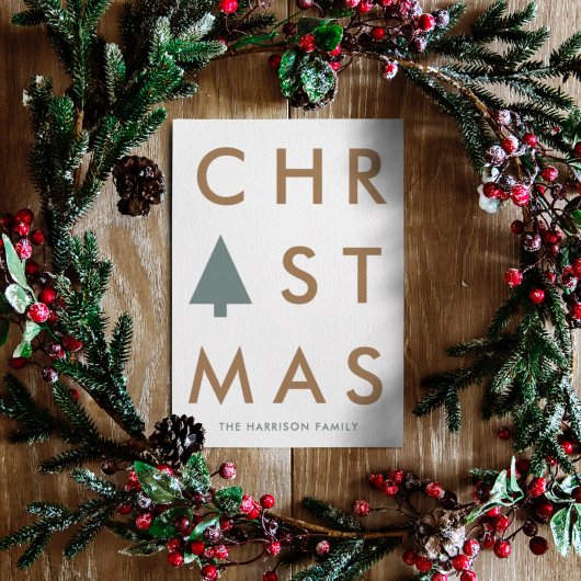 kerstboom | Moderne minimalistische Scandinavische Feestdagenkaart