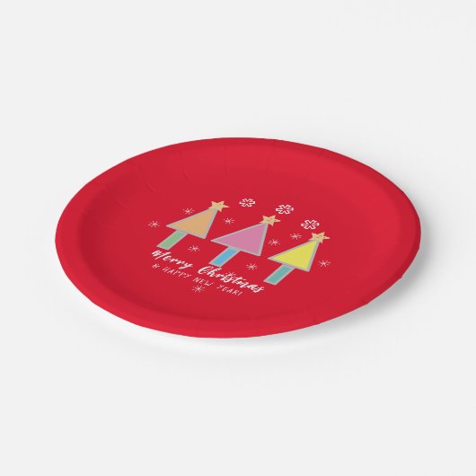 Kerstboom Moderne Pop Kunst  klusjes Papieren Bordje (Gekanteld)