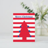 Kerstboom Moderne Rode Streep Groet Briefkaart (Staand voorkant)