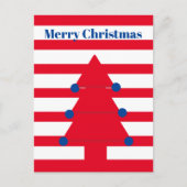 Kerstboom Moderne Rode Streep Groet Briefkaart (Voorkant)