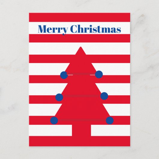 Kerstboom Moderne Rode Streep Groet Briefkaart (Voorkant)