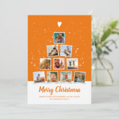Kerstboom Moderne serie Foto Collage Oranje Feestdagenkaart (Staand voorkant)