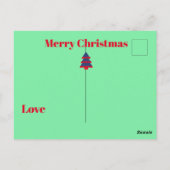 Kerstboom Moderne Stripe Blauwe Groet Briefkaart (Achterkant)