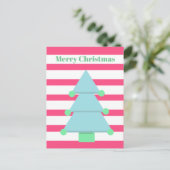 Kerstboom Moderne Stripe Groene Groet Briefkaart (Staand voorkant)