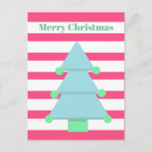 Kerstboom Moderne Stripe Groene Groet Briefkaart (Voorkant)