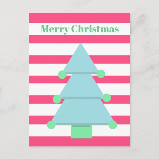 Kerstboom Moderne Stripe Groene Groet Briefkaart (Voorkant)