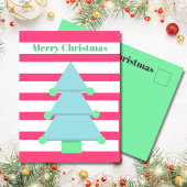Kerstboom Moderne Stripe Groene Groet Briefkaart