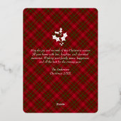 Kerstboom Moderne Tartan Plaids Familiefoto Folie Feestdagenkaart (Achterkant)