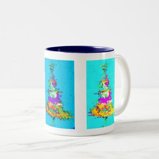 Kerstboom Mok donkerblauw interieur (Voorkant rechts)