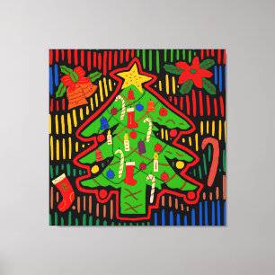 Kerstboom Mola van San Blas Eiland Canvas Afdruk