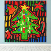 Kerstboom Mola van San Blas Eiland Canvas Afdruk (Insitu (Houten vloer))