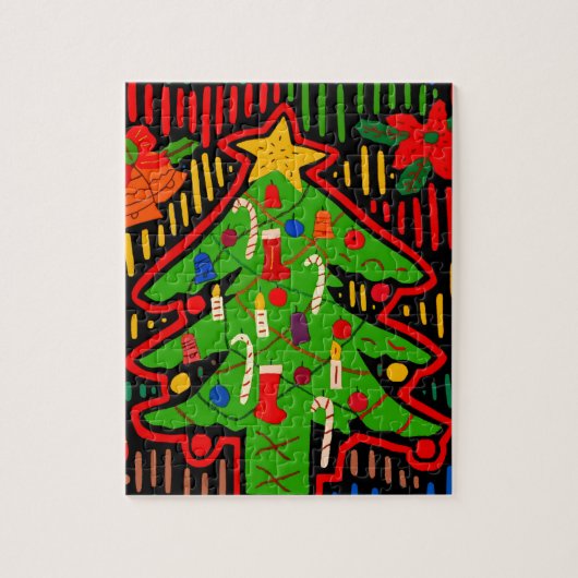 Kerstboom Mola van San Blas Eiland Legpuzzel (Verticaal)