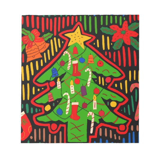 Kerstboom Mola van San Blas Eiland Notitieblok (Voorkant)