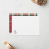 Kerstboom Monogram Familie Feestdagen Notitiekaartje (Voorkant / Achterkant in situ)