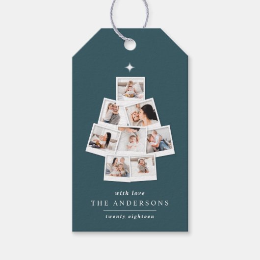 Kerstboom, multifoto cadeaulabel (Voorkant)