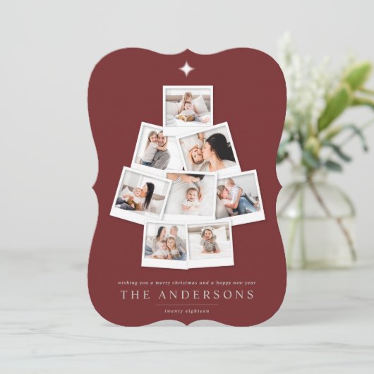 Kerstboom, multifoto feestdagenkaart (Staand voorkant)