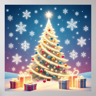 Kerstboom Muurkunst – Festieve Vakantiedecoratie P Poster