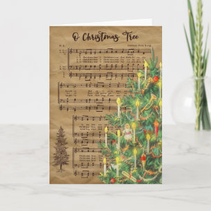 Kerstboom Muziek Vouw Kerstkaart Feestdagen Kaart
