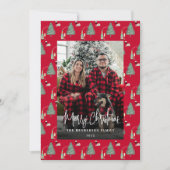 Kerstboom Muziek Wijn Kaas Custom Foto Feestdagenkaart (Voorkant)