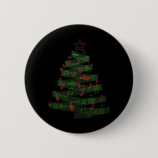 Kerstboom muzieknoten lied Kerstmis muzikant Ronde Button 5,7 Cm (Voorkant)