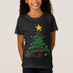 Kerstboom Muzieknoten Musical Christmas Carol T-shirt
