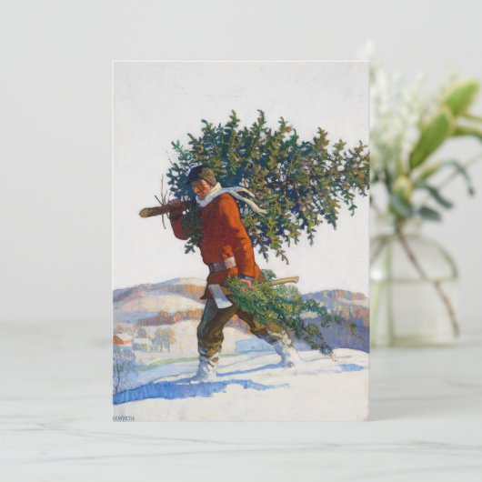 Kerstboom | N.C. Wyeth Feestdagenkaart (Staand voorkant)