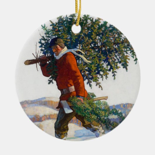 Kerstboom | N.C. Wyeth Keramisch Ornament (Voorkant)