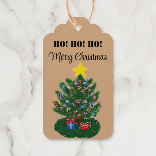 Kerstboom niet openen tot Kerstmis Cadeaulabels (Achterkant)