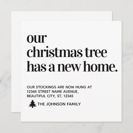 Kerstboom Nieuwe Home We hebben verhuisd Vakantie  Aankondiging (Voorkant / Achterkant)