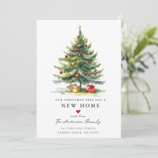 Kerstboom Nieuwe Huis Verhuizen Aankondiging (Staand voorkant)