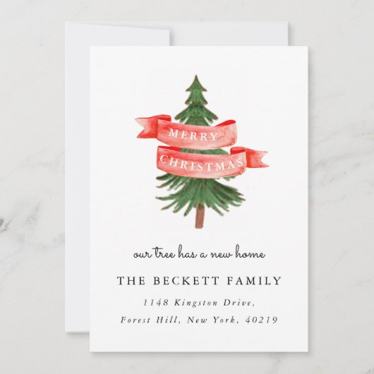 Kerstboom - Nieuwe startaankondiging Feestdagenkaart (Voorkant)