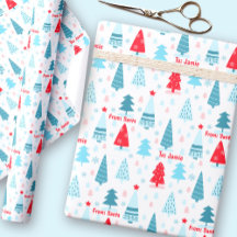 Kerstboom Nordic Simple Blue Red Custom Name