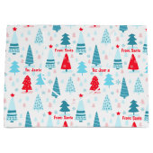 Kerstboom Nordic Simple Blue Red Custom Name Groot Cadeauzakje (Voorkant)