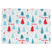 Kerstboom Nordic Simple Blue Red Custom Name Groot Cadeauzakje (Achterkant)